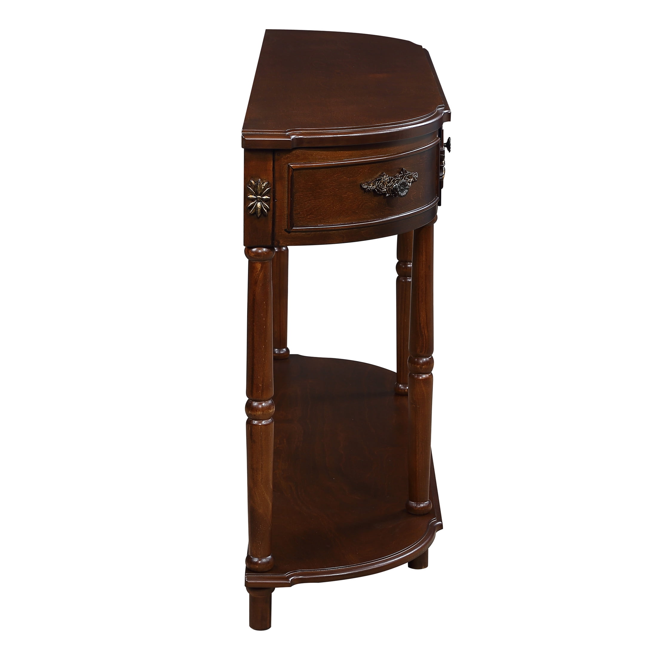 Noble House Luna 52" Mid-Century Fluted Console Table, MDF Top with Pine Wood Frame and 3 Storage Drawers, Cherry