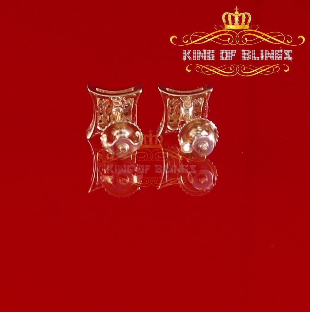 King of Bling's 0.10ct Diamond 925 Sterling Silver For Women's & Men's Yellow Kite Stud Earrings