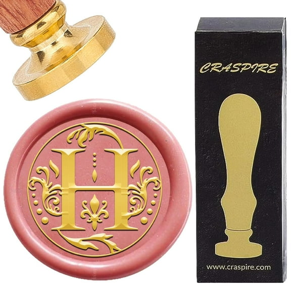 1set Letter H Sealing Wax Stamp Retro Alphabet Initials Wax Seal Stamps Classic Vintage 26 Letters A-Z 25mm Removable Brass Head Wood Handle for Wedding Invitation Gift Wrap Envelopes