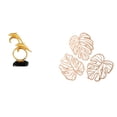 thumbnail image 1 of Figura de delfín con hojas de palma, placa de pared de madera, adorno de escritorio, decoración de tropical, material de resina, adecuado para, 1 of 8