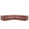 thumbnail image 2 of Modway Conjure Channel Tufted Performance Velvet 5-Piece Sectional in Gold Dusty Rose, 2 of 10