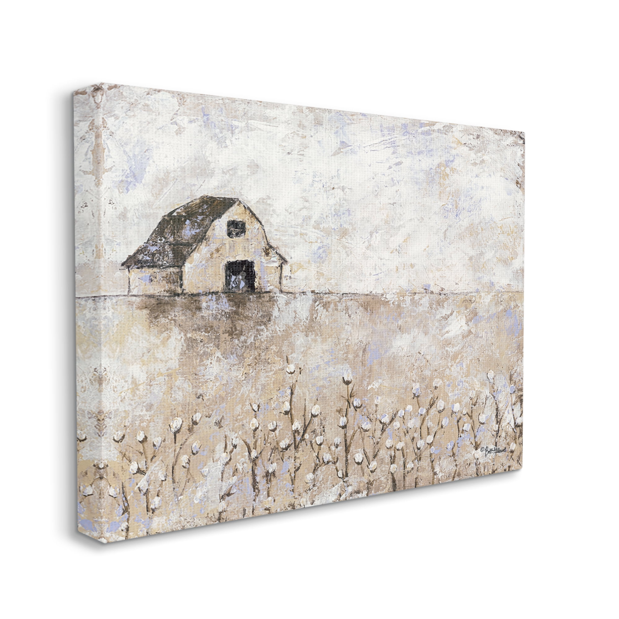 White Barn Distressed Landscape Canvas Art, 40 x 30, Design By Artist Britt Hallowell