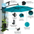 thumbnail image 7 of Gymax 10Ft Offset Hanging Umbrella Patio Outdoor w/ 32 Solar LED Lights Turquoise, 7 of 7