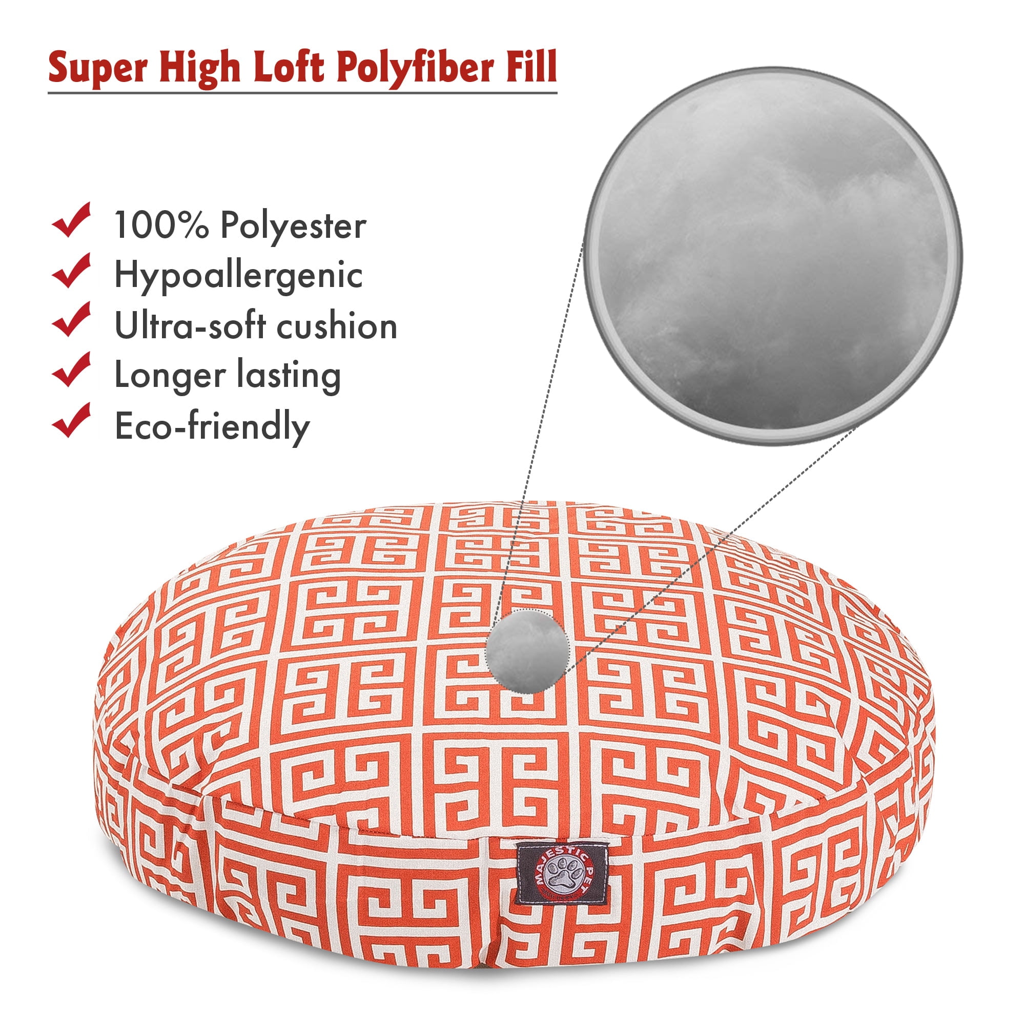 Majestic Pet Towers Round Dog Bed Treated Polyester Removable Cover Orange Medium 36 x 36 x 5