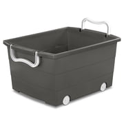 Mainstays Kids Large Gray Plastic Rolling Stackable Toy Storage Basket with Handles