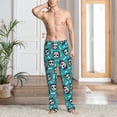 thumbnail image 5 of Uemuo Skull Cat Pattern Men's Wide Leg Palazzo Lounge Pants with Pockets Light Weight Loose Comfy Casual Pajama Pants-Small, 5 of 9