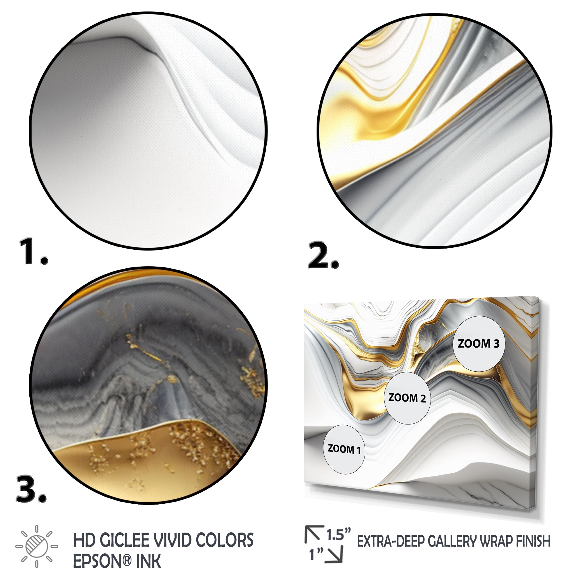Designart Abstract Geode Waves Grey V Canvas Wall Art