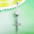 thumbnail image 4 of SNNROO Rhinestone Double Cross Dangle Navel Belly Button Barbell Ring Body Piercing Jewelry, 4 of 6