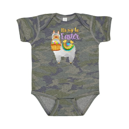 

Inktastic It s My 1st Easter Llama with Basket of Eggs Gift Baby Boy or Baby Girl Bodysuit