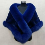 Thickened Warm Solid Color Fluffy Fur Shawl Loose Fit Winter Wedding Bridal Warm Coat