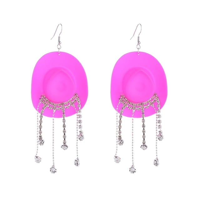 Jewelry Sparkling Tassel Cowboy Hat Earrings Western Cowboy Multi Color Earrings