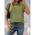 thumbnail image 5 of Women'S Sweater Vest Striped Pullover Tank Top Round Neck Cap Sleeve Summer Casual Clothes Green M, 5 of 9