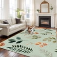 thumbnail image 3 of Spring Leaves 5'x8' Area Rug for Living Room, Pink Flowers Pastoral Botanical Green Washable Non-Slip Rugs for Bedroom Nursery Dining Room, StainResistant Low-Pile Kitchen Carpet Large Entryway Rugs, 3 of 9