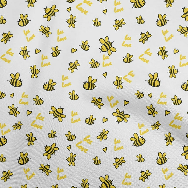 oneOone Georgette Viscose White Fabric Honey Bees Craft Projects Decor Fabric Printed By The Yard 42 Inch Wide