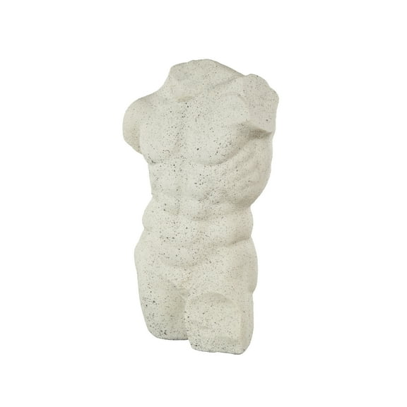 10" x 16" White Polystone Textured People Sculpture with Black Speckles, by DecMode