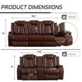 thumbnail image 2 of PonLiving Leather Power Recliner Sofa Set with LED Lights and USB Chargers - Burgundy Leather Living Room Furniture Set SOFA+LOVESEAT, 2 of 6