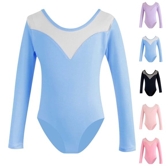 XINXIAOO Gymnastics Leotards for Girls Solid Color Long Sleeve Ballet Leotard Bodysuit for Ballerina Kids 18-24 Months