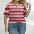 thumbnail image 2 of TQWQT Plus Size Womens Tops 4x-5x Ladies Blouses Size 4x V Neck Criss Cross Plus Size Tunic Tops Short Sleeves Striped Color Block Dressy Casual Tee Shirts Loose Fit Clothes for Women XL, 2 of 5