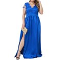 thumbnail image 1 of KVMeteor Femmes Grande Taille Profonde V Cou Dentelle Fendue Robe Sans Manches, 1 of 6