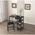 thumbnail image 4 of Homy Casa 3-Piece Space-Saving Dining Table Set with Storage for Small Apartment or Home Bar, Black, 4 of 8