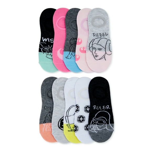 Star Wars Women's Stay Put Liner Socks, 10-Pack