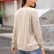 thumbnail image 5 of Top de manga larga Irregular con volantes y mangas acampanadas de Color sólido con cuello redondo y temperamento informal de primavera y otoño para mujer Pompotops  FGAJ3761, 5 of 5