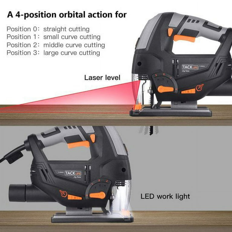 20V Jig Saw Woodworking Cordless Jigsaw Quick Blade Change Electric Saw LED  Light Guide With 6 Pcs Blades Power Tools PROSTORMER