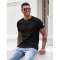 thumbnail image 3 of COOFANDY Men Short Sleeve Casual T Shirt Basic Solid Button Henley Daily Shirt with Pocket, 3 of 9