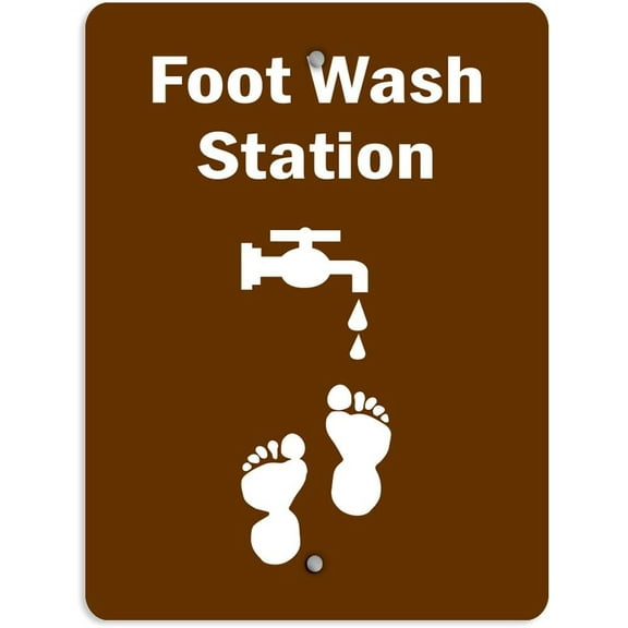 Aluminum Vertical Metal Sign Multiple Sizes Foot Wash Station Activity Park Brown Workplace All Over Weatherproof Street 9x12Inches