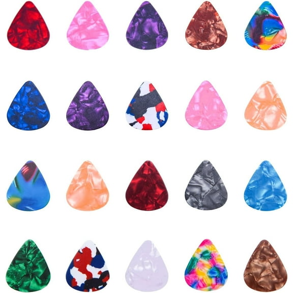40 Pcs Stylish Celluloid Guitar Picks for Acoustic Guitar, Bass, Ukulele - Assorted Colors, Thin (0.46mm) Picks, Guitar Accessories