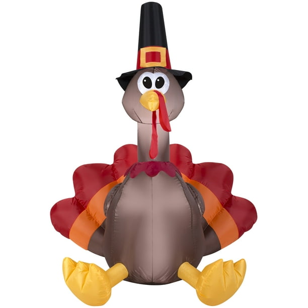 5' Airblown Happy Turkey Day Turkey Thanksgiving Inflatable - Walmart ...