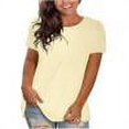 thumbnail image 1 of Hauts pour Femmes Hauts d'Été pour Femmes 2023 Mode Féminine T-Shirt à Col Rond Manches Courtes Blouse Ample Khaki P, 1 of 6