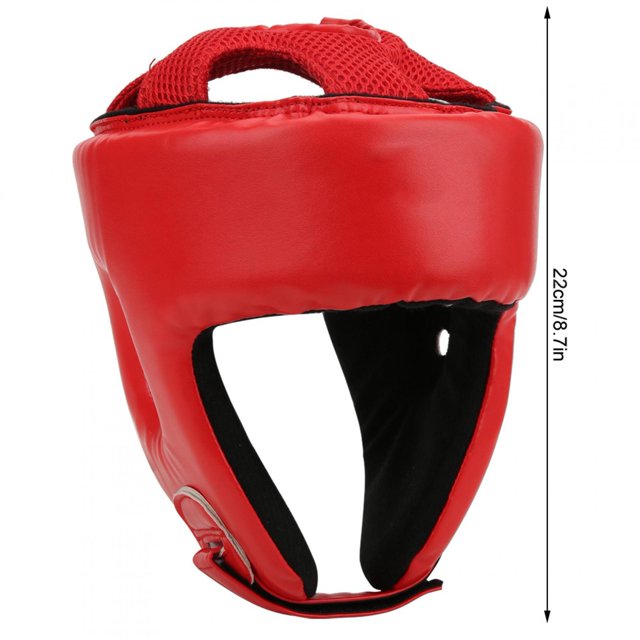 Casque de Boxe PU, Protège-Tête Sanda Kickboxing Cuir Réglable Formation DefenseBlack Grande Taille