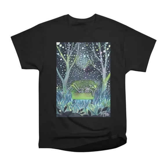 Glamping Skeleton on a fancy sofa with fireflies T-Shirt Tee Gift For Him Merch For Her Ap