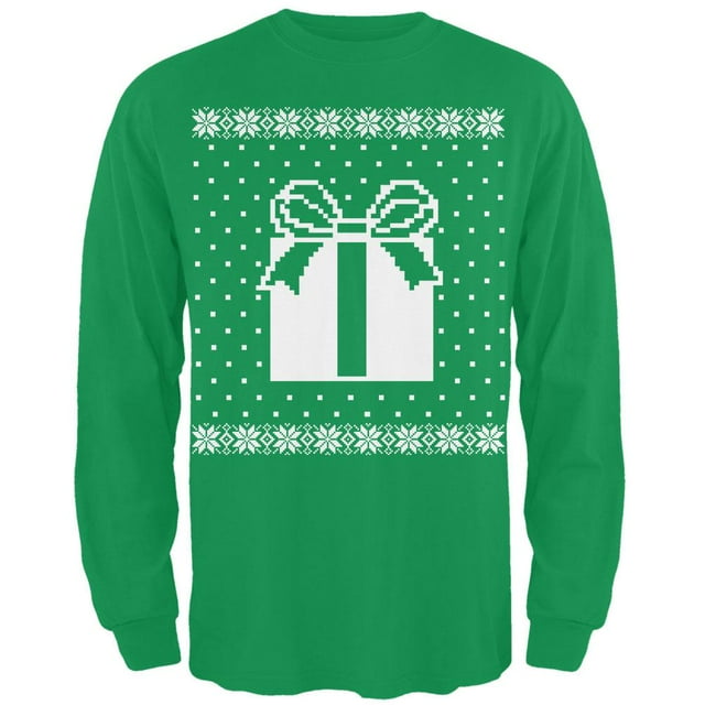 Grand Cadeau Chandail de Noël Laid Vert T-Shirt à Manches Longues pour Adulte