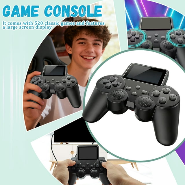 NAOJIE Handheld Gamepad Game Console,3 Inch Screen Retro Console with AV Cable for TV Connection Single Player Battle Gaming Machine with Multiple Games