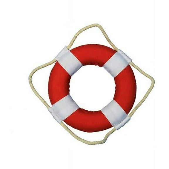 Handcrafted Decor N-LF-SolidRed-6 Vibrant Red Decorative Lifering with White Bands- 6 in.