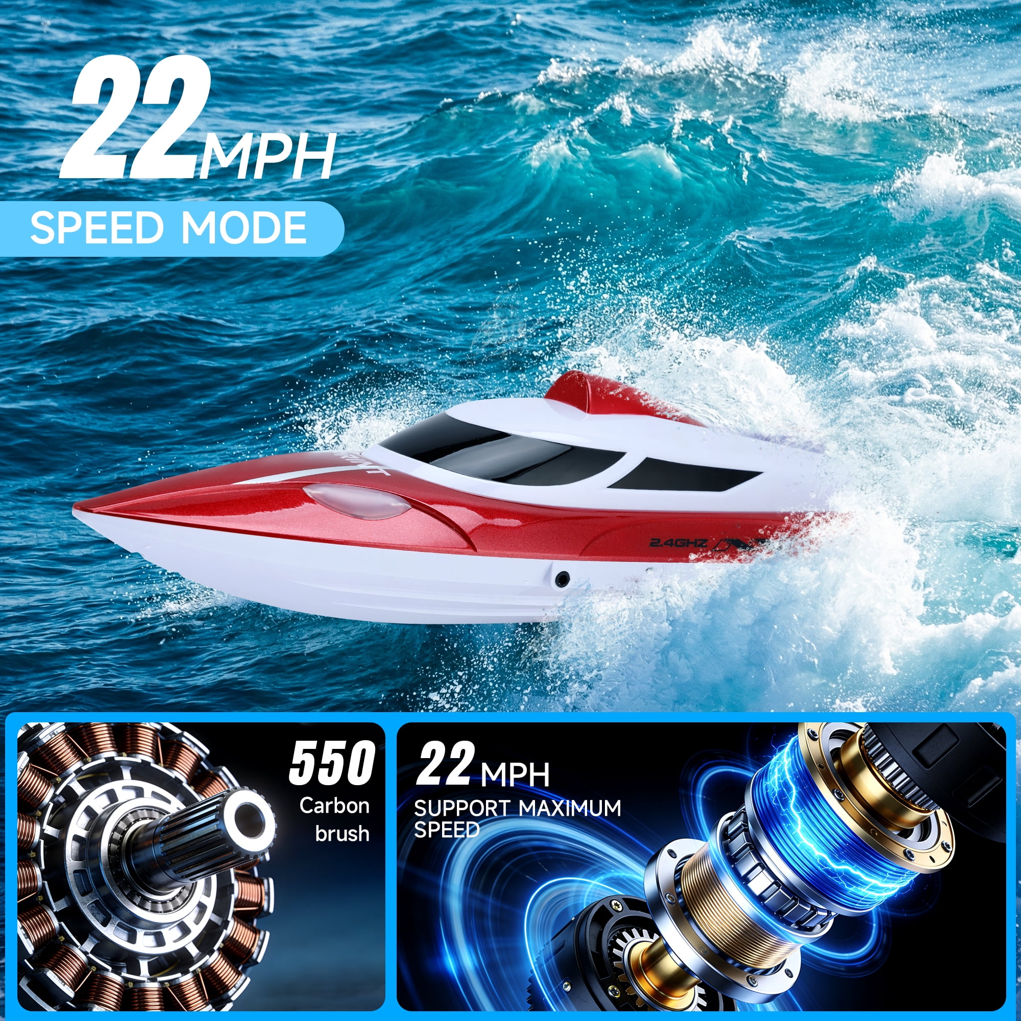 RC Boat, WLtoys WL918 Remote Control Boat, 22MPH High Speed RC Racing Boat for Pools or Lakes, 2.4GHz Remote Control Boats
