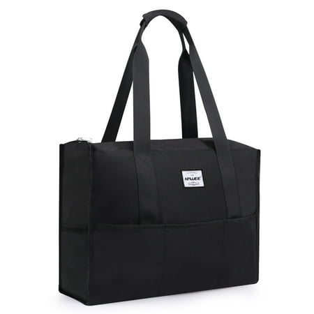HAWEE Utility Work Tote Bags for Men with Laptop Layer and 15 Pockets for Commuting/ Travel/ Business, Black