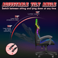 thumbnail image 3 of Bigzzia Gaming Chair with LED Lights Ergonomic Computer Chair with Adjustable Headrest and Lumbar Support, PU Leather, Pure Black, 3 of 7