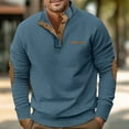thumbnail image 2 of Men's Corduroy Sweatshirt Color Block Fall Half Button Shirts Stand Collar Long Sleeves Polo Shirt Vintage Pullover(Blue,XXL), 2 of 6