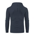 thumbnail image 3 of Satankud Men's Pullover Hoodies Plaid Jacquard Weave Long Sleeve Drawstring Hipster Casual Hooded Sweatshirts with Kanga Indigo M, 3 of 7