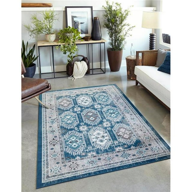 Unique Loom 3149324 8 x 10 ft. Southwestern Aarhus Rectangular Rug, Blue