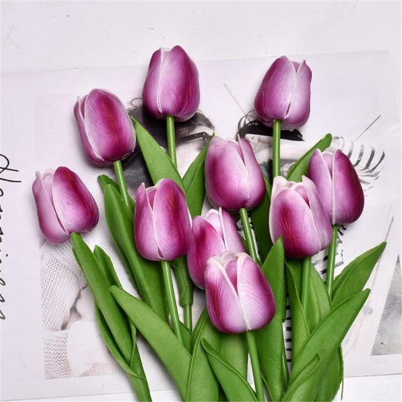 Artificial Flowers, Artificial Flowers Tulip Fake Flower Ornament Bouquet Silk Bridal Wedding Bouquet for Home Garden Party Flower Pack of 10