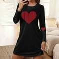 thumbnail image 2 of Cavosen Valentine's Day Womens Plus Size Pajamas Long Sleeve Soft Crew Neck Shirt Pants Heart Printed Breathable Casual Sleepwear Black L, 2 of 6