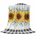thumbnail image 6 of Sunflower Blanket Soft Cozy Warm Throw Blanket for Couch, Plush Fuzzy Flannel Fleece Blankets for Sofa, Yellow Floral Black Plaid Eucalyptus Leaves Bed Blankets Lightweight Gifts for Women, 30"x40", 6 of 9