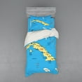 thumbnail image 2 of Wanderlust Duvet Cover Set, Republic of Cuba Modern Geographical Island Atlantic Ocean Illustration, Bedding Set with Shams and Fitted Sheet, 3 Sizes, by Ambesonne, 2 of 3