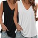 thumbnail image 2 of Paquete de 2 Camisetas Sin Mangas para Mujer, Blusas Informales Holgadas con Cuello en V para Vacaciones en la Playa. y Negro XL, 2 of 6