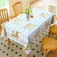 thumbnail image 2 of Spring Easter Tablecloth Rectangle, Flower Bunny & Eggs Buffalo Plaid Decorative Table Cloths Stain Resistant Fabric Table Cover for Dinner/Party/Picnic/Indoor/Outdoor (Grey, 60 x 84 Inch), 2 of 6
