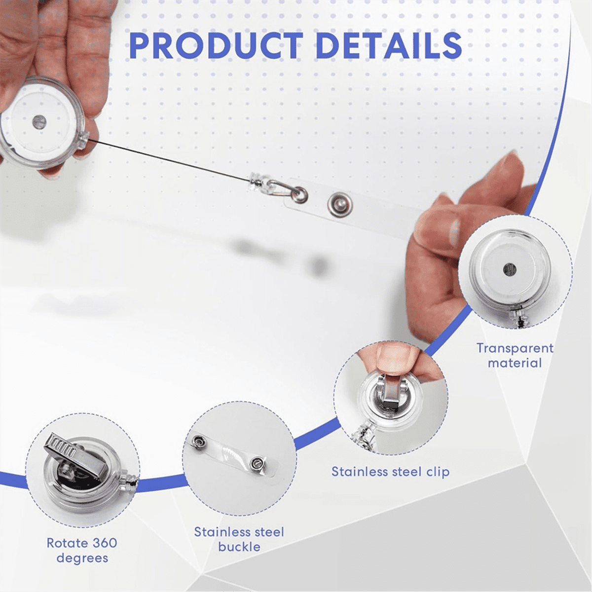 30Pc DIY Retractable Badge Holder Reels with Swivel Alligator Clip and Clear Circle Acrylic Sheet Badge Reel Blanks DIY